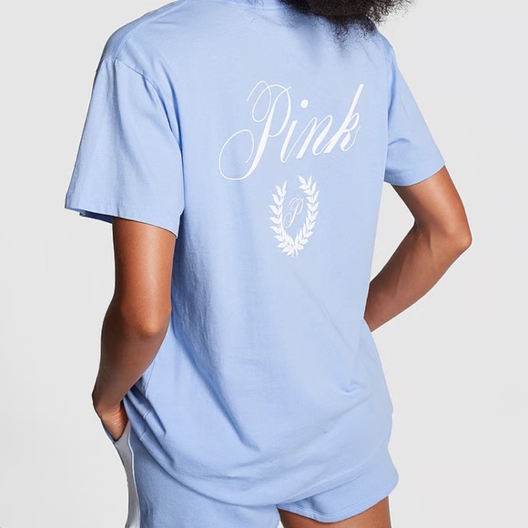 VS PINK HARBOR BLUE TEE SHIRT ONLY SHORT SLEEVE - Picture 2 of 2